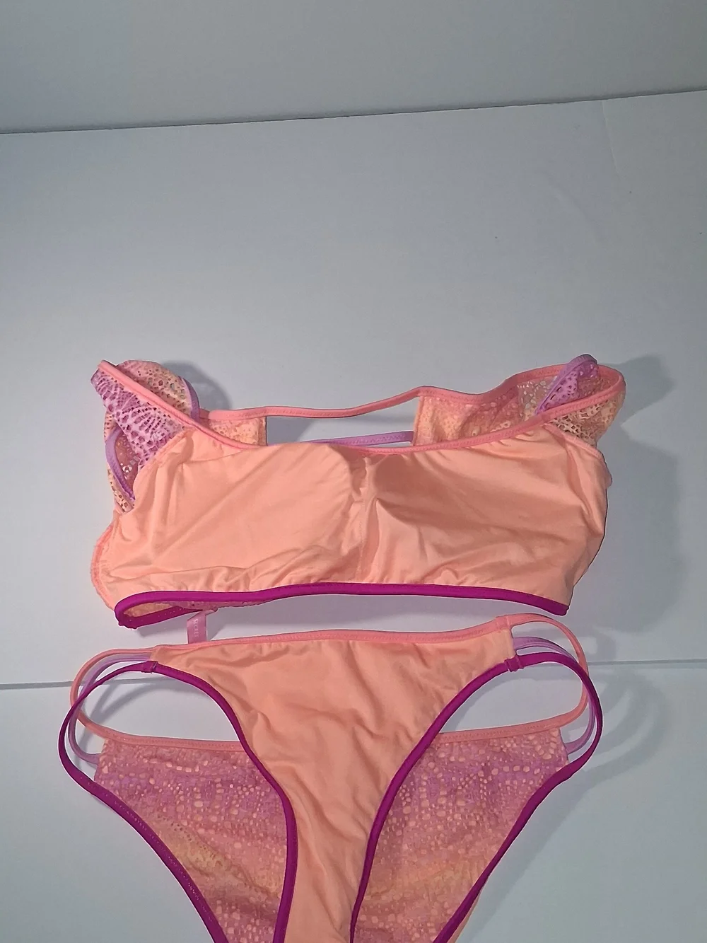 Victoria's Secret Tri-Color Lace-Trim Bikini Set Size Medium